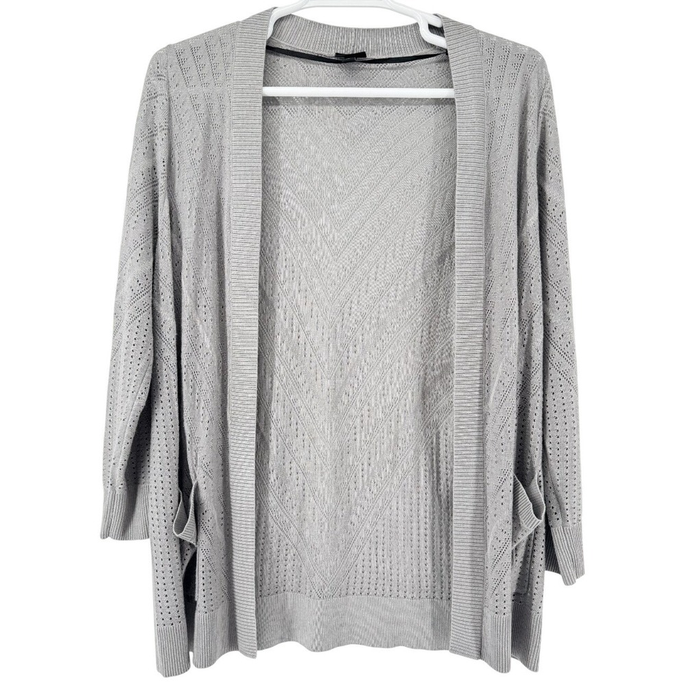 Torrid Womens Cardigan Size 0 Gray Open Front‎ Lightweight Knit Pockets